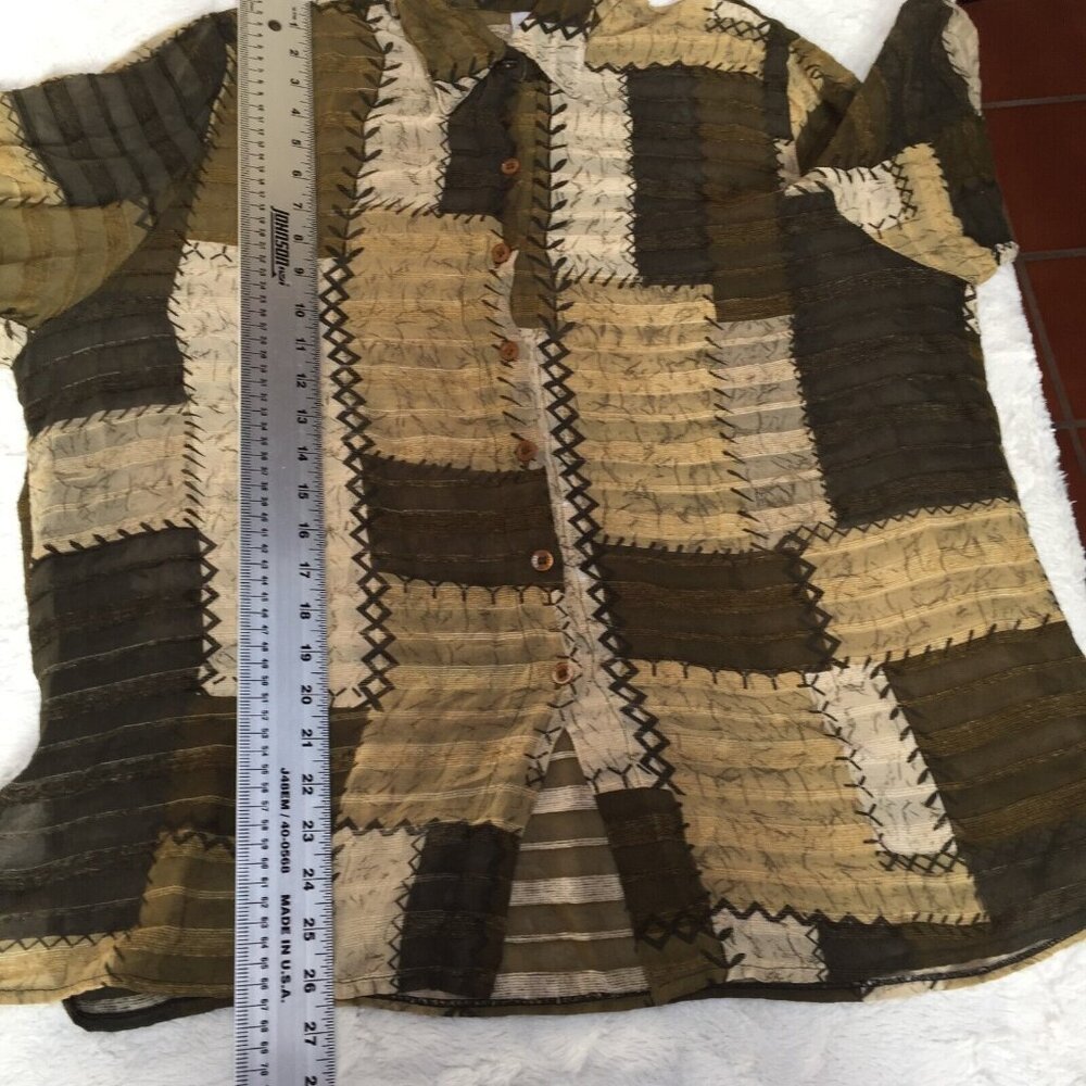 Vintage Esteem Womens Button Down Patchwork Shirt… - image 8